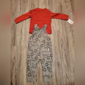 NWT Baby Boys 12 MO Overalls and Long Sleeve Shirt